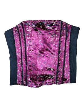 Vtg Y2K Tripp NYC Corset Floral Burgundy OS Lace Back Nwot